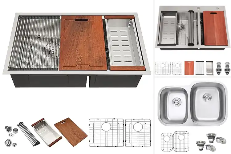 Detailed view of Best 60 40 Double Bowl Sinks
