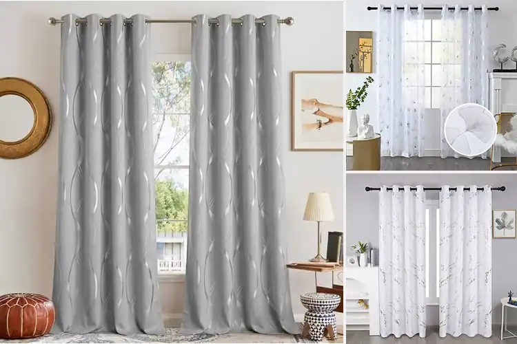 Detailed view of Best Silver Foil Print Curtains